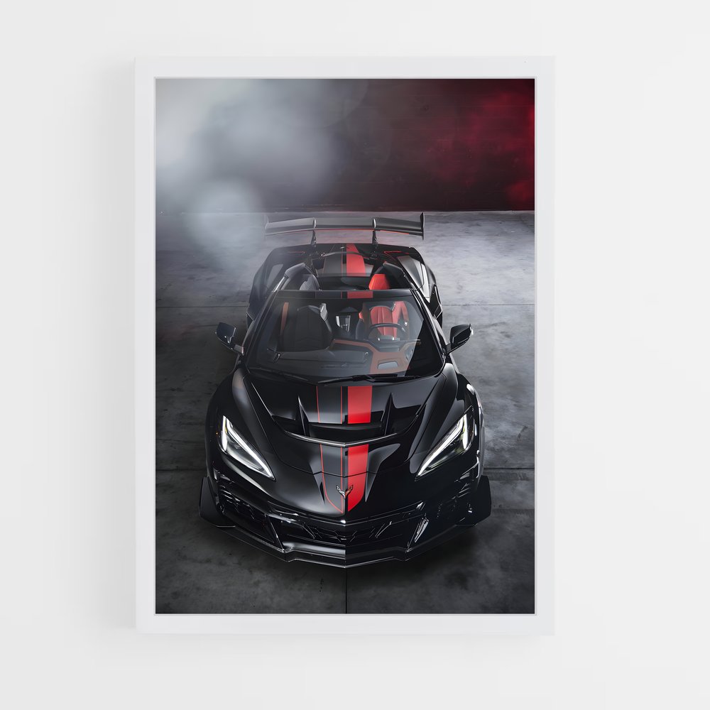 Poster Corvette Noire et Rouge – affiche Chevrolet (vue 3)